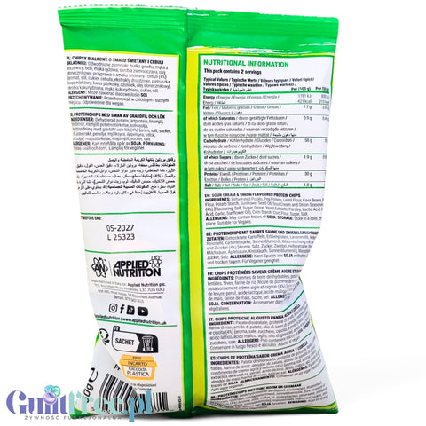 Applied Nutrition Protein Chips Sour Cream & Onion - wegańskie chipsy proteinowe bez soi i glutenu 30% białka