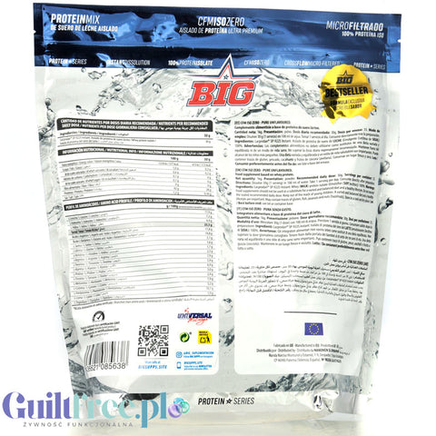 BIG® CFM ISO Zero, Pure Unflavoured 1kg - odżywka białkowa WPI92 CFM Lacprodan®, bezsmakowy