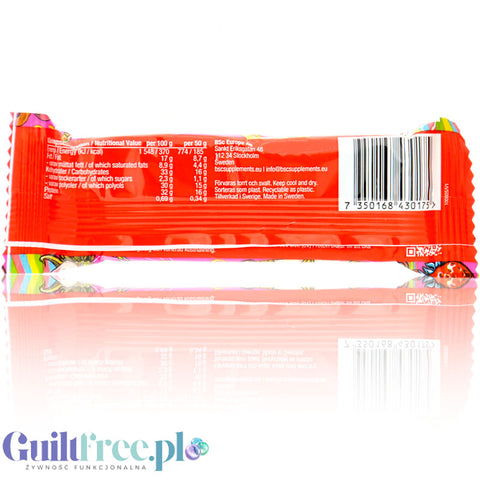 BSC Mellow Bar Strawberry - puszysty baton proteinowy truskawkowa pianka w czekoladzie 16g białka
