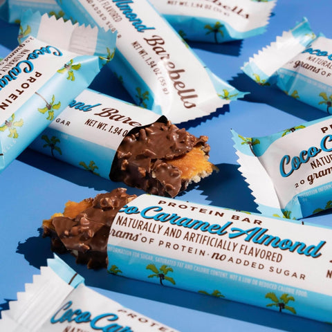 Barebells Protein Bar Coco Caramel Almond USA -  baton proteinowy migdałowo-kokosowy z karmelem i czekoladą