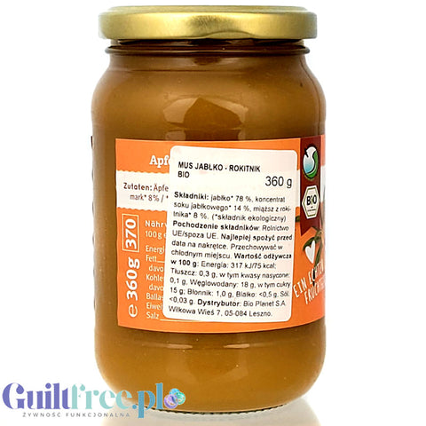 Bauck Muhle Bio Apfel Sanddorn - organiczny mus jabłkowy z rokitnikiem bez dodatku cukru