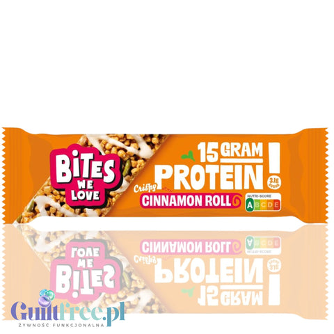 Bites We Love Crispy Protein Cinnamon Roll - wegański baton proteinowy bez glutenu, orzechów i słodzików