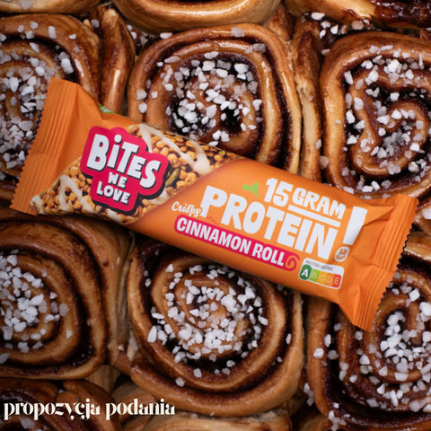 Bites We Love Crispy Protein Cinnamon Roll - wegański baton proteinowy bez glutenu, orzechów i słodzików