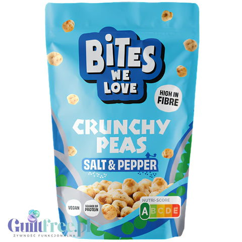 Bites We Love Crunchy Peas Sea Salt & Black Pepper - chrupiący groszek, aromatyczna wegańska fit przekąska
