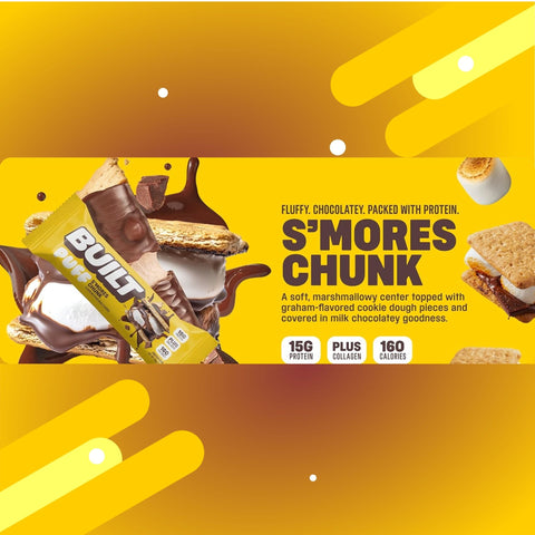 Built Bar Protein Puff S'Mores Chunk - protein marshmallow bar in chocolate 15g protein 160kcal