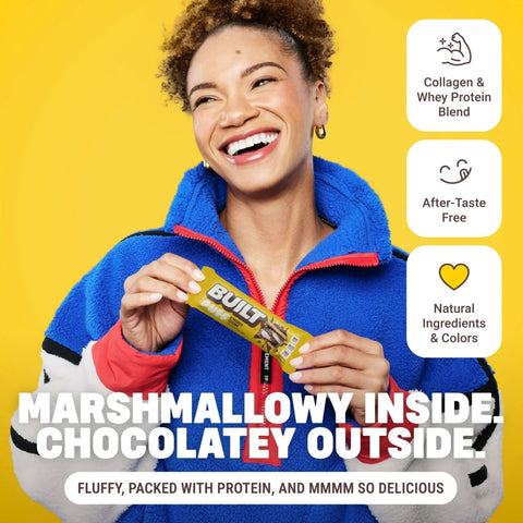 Built Bar Protein Puff S'Mores Chunk - protein marshmallow bar in chocolate 15g protein 160kcal
