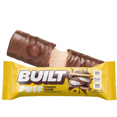 Built Bar Protein Puff S'Mores Chunk - protein marshmallow bar in chocolate 15g protein 160kcal