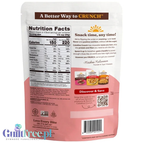 Catalina Crunch Protein Cereal, Strawberry Strudel - płatki śniadaniowe low carb bez cukru o smaku ciasta z truskawkami