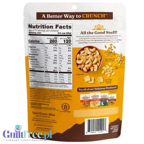 Catalina Crunch Protein Granola, Honey Cashew - luksusowa granola bez cukru i glutenu z nerkowcami, smak miodowy