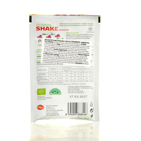 Amylon Bio Matcha Shake Jahoda - eklologiczny shake w proszku z matchą i truskawką