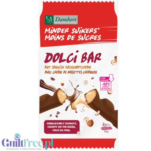 Damhert Dolci Bars With Hazelnut Cream 4x21g wafelki w czekoladzie nadziewane kremem a la Bueno