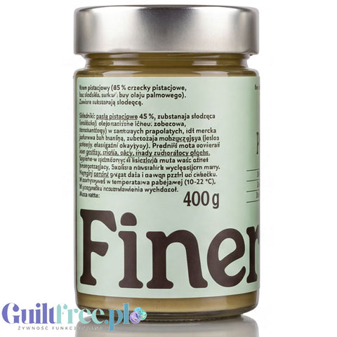 Finer Eaters Krem Pistacjowy 45% bez dodatku cukru i oleju palmowego 400g