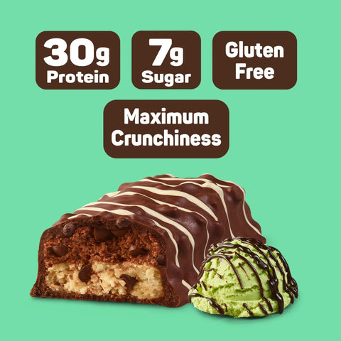 Fit Crunch Mint Chocolate Chip XXL - wypiekany baton proteinowy z WPI, 6 warstw 30g białka