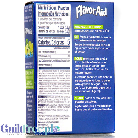 Flavor Aid Singles to Go Cucumber Limeaid - saszetki smakowe do napojów bez cukru, Lemoniada Ogórkowa
