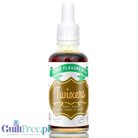 Funky Flavors Basic Twixer 30ml - aromat spożywczy bez cukru i słodzików, Karmel, Herbatnik & Czekolada