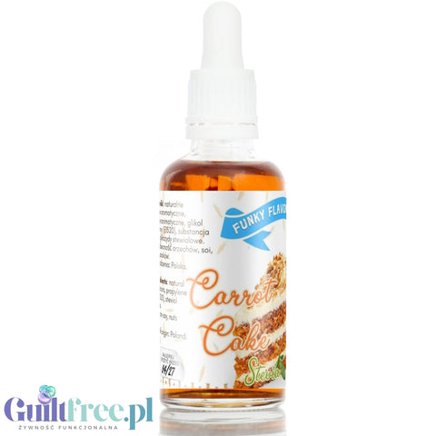 Funky Flavors Sweet Carrot Cake STEVIA - słodkie kropelki ze stewią bez cukru, tłuszczu i kcal, Ciasto Marchewkowe