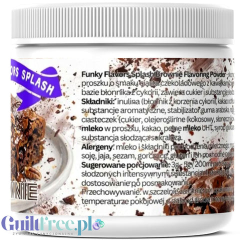 Funky Flavors Splash Brownie 150g - niskokaloryczny proszek smakowy, smak brownie z kawałkami ciasteczek