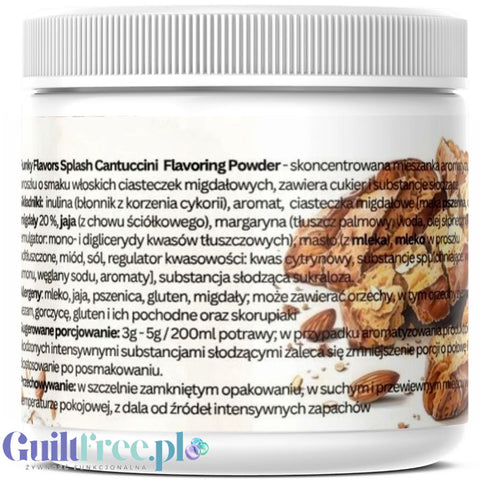 Funky Flavors Splash Cantucci 150g - aromat słodzący w proszku 7kcal, smak ciasteczka migdałowe