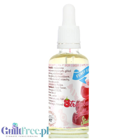 Funky Flavors Sweet Strawberry Jellies STEVIA - słodkie kropelki ze stewią bez cukru, tłuszczu i kcal, smak Żelki Truskawkowe