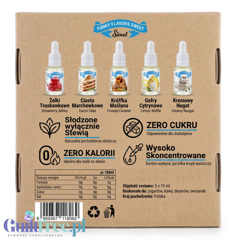 Funky Flavors Sweet 5 x 10ml, Set Testerski Sweet Dreams Are Made of This STEVIA