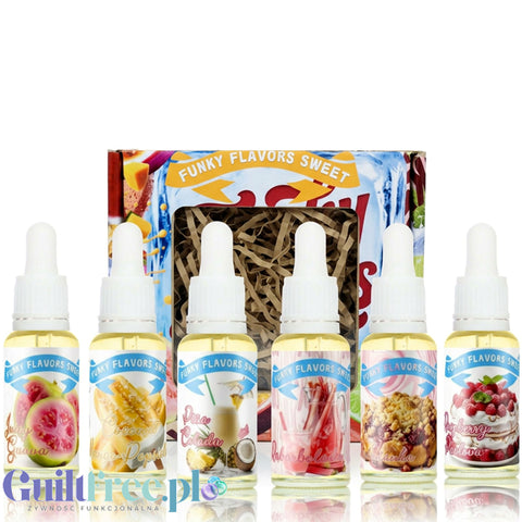 Funky Flavors Sweet 6 x 10ml, Set Testerski Zmysłowe Lato - zestaw kropelek smakowych, wakacyjna edycja