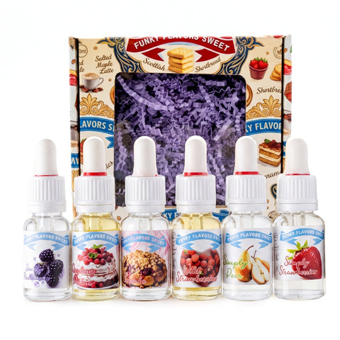 Funky Flavors Sweet 6 x 10ml, Set Testerski Bestsellery Owocowe - zestaw słodkich kropelek bez kalorii