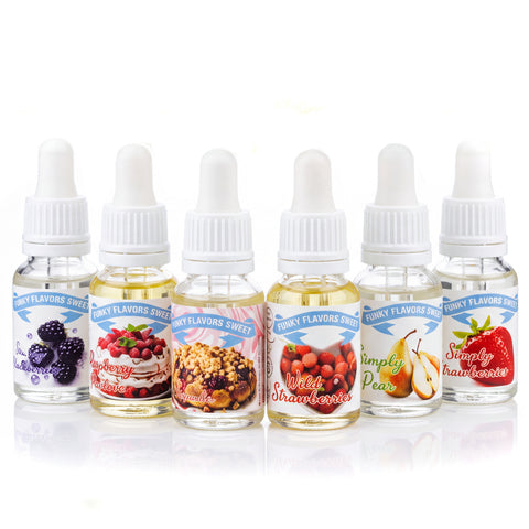 Funky Flavors Sweet 6 x 10ml, Set Testerski Bestsellery Owocowe - zestaw słodkich kropelek bez kalorii