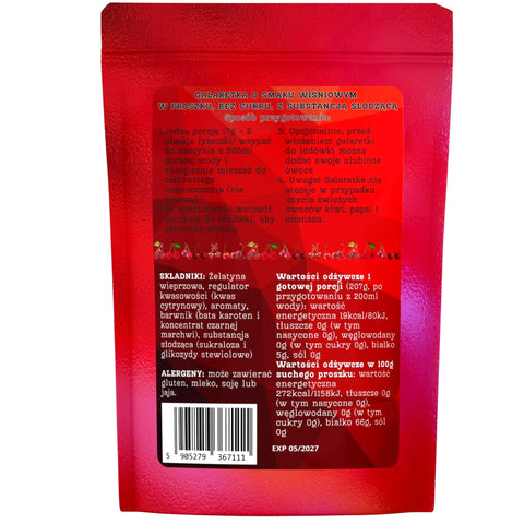 Funky Jelly Cherry Galaretka Wiśniowa x 15 porcji - galaretka bez cukru o smaku wiśniowym