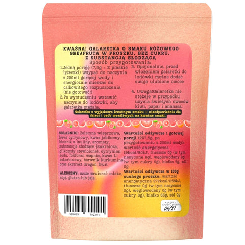 Funky Jelly Pink Grapefruit x 3 porcje - galaretka bez cukru, smak Różowy Grepjpfrut