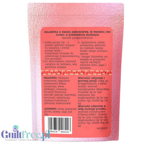 Funky Jelly Watermelon Galaretka instant x 15 porcji - galaretka bez cukru o smaku arbuzowym