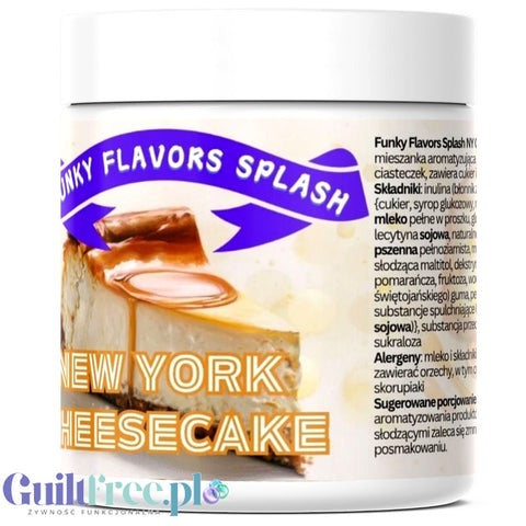 Funky Flavors Splash NY Cheesecake 6kcal 50g - błonnikowy aromat słodzący w proszku, sernikowy z krówkami i ciasteczkami