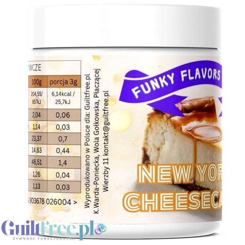 Funky Flavors Splash NY Cheesecake 6kcal 50g - błonnikowy aromat słodzący w proszku, sernikowy z krówkami i ciasteczkami