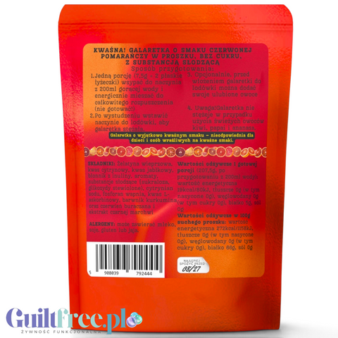 Funky Jelly  Blood Orange x 3 porcje - galaretka bez cukru, smak Czerwona Pomarańcza