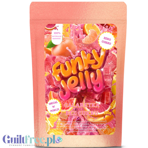 Funky Jelly Pink Grapefruit x 15 porcji - kwaśna galaretka bez cukru, smak Różowy Grepjpfrut