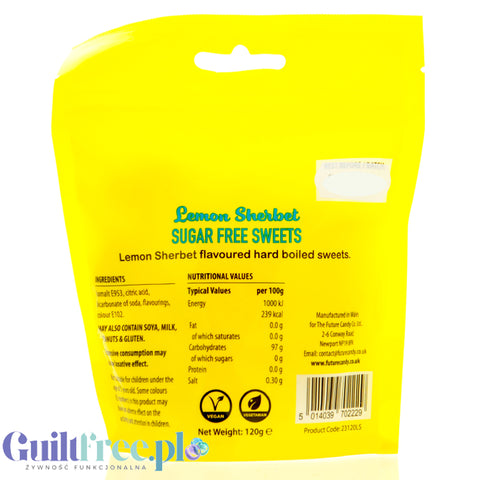 Future Candy 100% Zero Sugar Sweets,  Lemon Sherbet - cytrynowe landrynki bez cukru