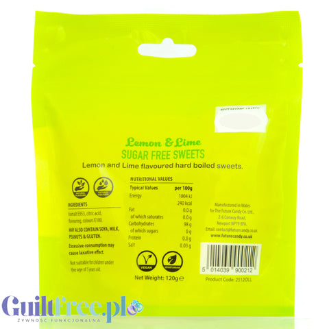 Future Candy 100% Zero Sugar Sweets, Lemon & Lime - cytrynowo-limonkowe cukierki bez cukru