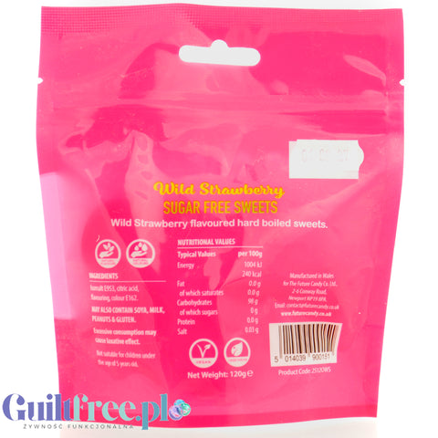 Future Candy 100% Zero Sugar Sweets, Wild Strawberry - poziomkowe landrynki bez cukru