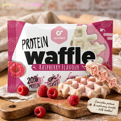 Go Fitness Protein Waffle Raspberry - malinowy gofr proteinowy 10g białka & 215kcal