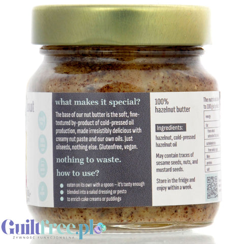 Grapoila Hazelnut Butter - surowa tłoczona na zimno pasta z nieprażonych orzechów laskowych 100%