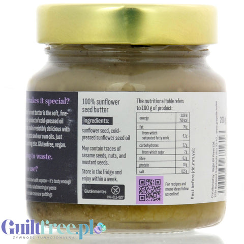 Grapoila Sunflower Seed Butter Raw - 100% raw sunflower seed pulp