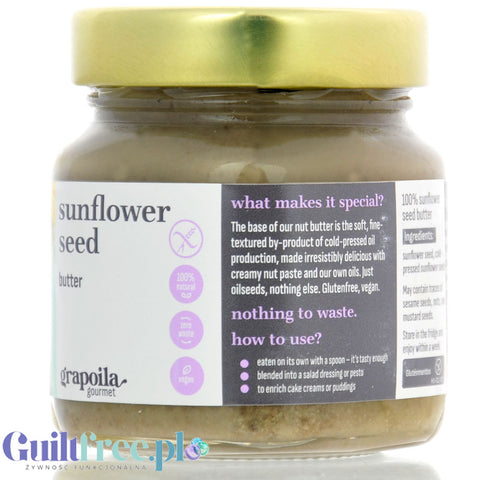 Grapoila Sunflower Seed Butter Raw - surowa miazga z pestek słonecznika 100%, pasta nieprażona słonecznikowa