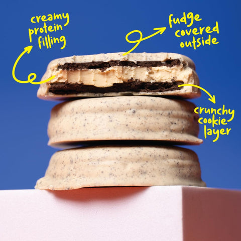 HangryBoy Protein Cookie Cookies & Cream - warstwowe ciastko białkowe alfajores z kremem i polewą