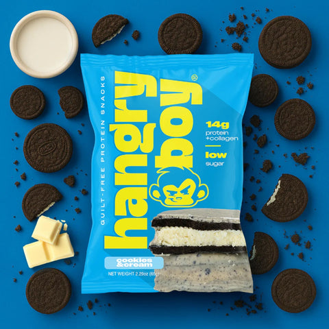 HangryBoy Protein Cookie Cookies & Cream - warstwowe ciastko białkowe alfajores z kremem i polewą