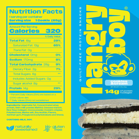 HangryBoy Protein Cookie Cookies & Cream - warstwowe ciastko białkowe alfajores z kremem i polewą