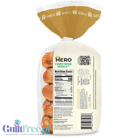 Hero Everything Bagels - keto protein bagels with seeds, only 5g net carbs