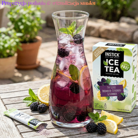 InStick Ice Tea Blackberry & Lemon x 12 saszetek - mrożona herbata w proszku bez cukru i kalorii, Cytryna & Jeżyna