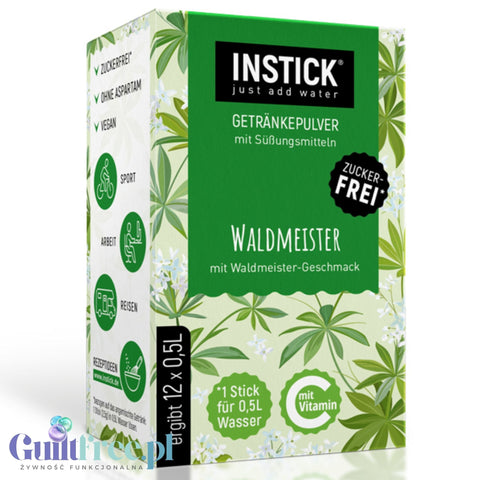 InStick Waldmeister - rozpuszczalna saszetka smakowa do deserów i napojów bez cukru, 12 saszetek na 0,5L
