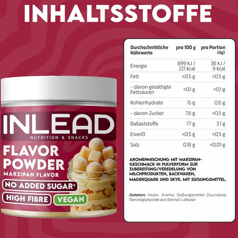 Inlead Flavor Powder Marzipan 90g - błonnikowy aromat słodzący w proszku bez cukru, Marcepan