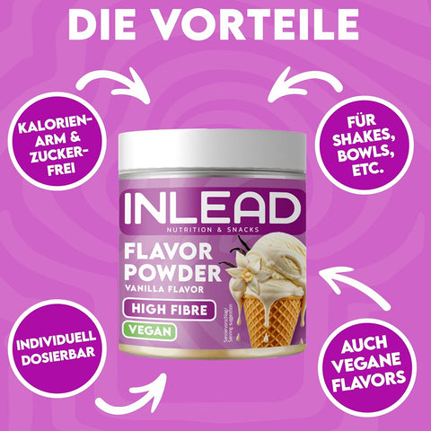 Inlead Flavor Powder Vanilla 90g - błonnikowy aromat słodzący w proszku bez cukru, Wanilia