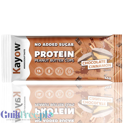 Kayow KETO Protein Peanut Butter Cups Chocolate Cinnamon - proteinowe miseczki z masłem orzechowym i mleczną czekoladą bez cukru